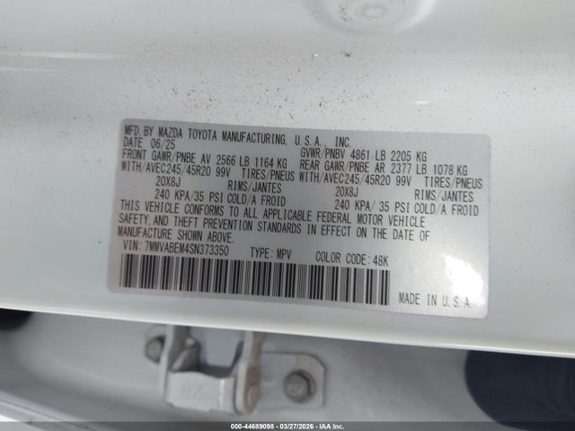 Aukcja sprzedaży 2025 Mazda Cx-50 2.5 S Premium Plus Package, vin: 7MMVABEM4SN373350, numer aukcji: 44689098