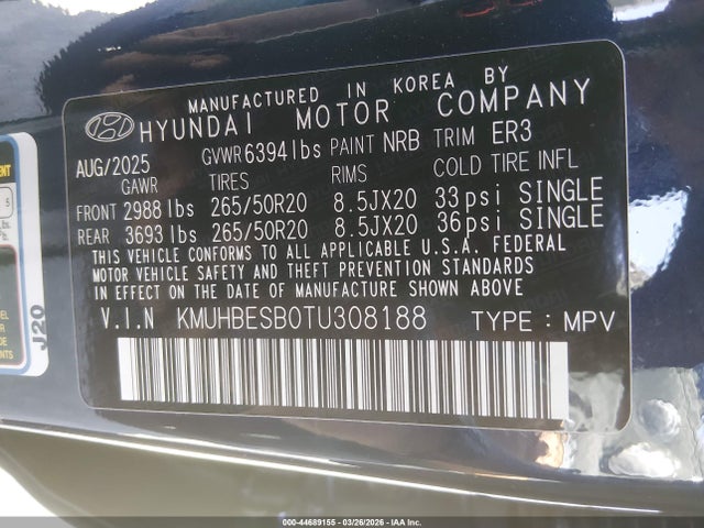 Aukcja sprzedaży 2026 Genesis Gv80 2.5t Advanced Awd, vin: KMUHBESB0TU308188, numer aukcji: 44689155