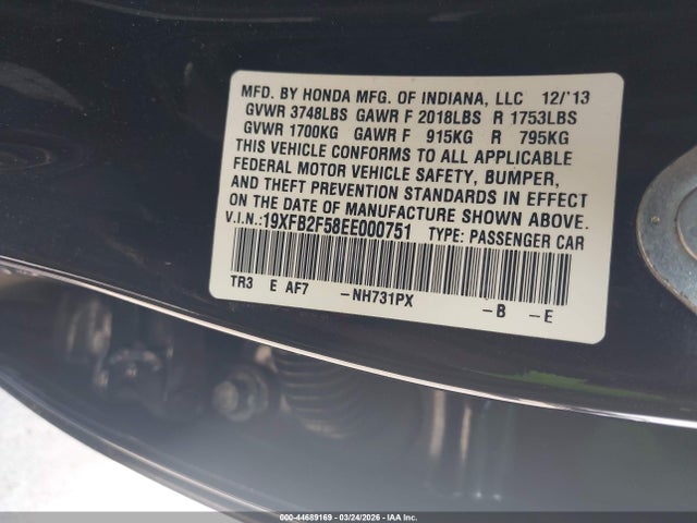 19XFB2F58EE000751 Honda Civic Lx