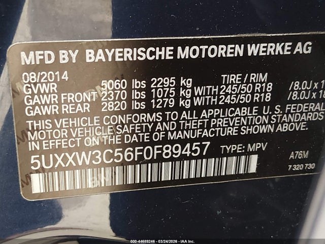 2015 BMW X4 5UXXW3C56F0F89457 Photo 8