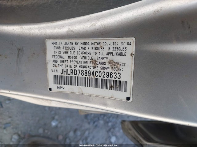 2004 HONDA CR-V JHLRD78894C029633 Photo 8