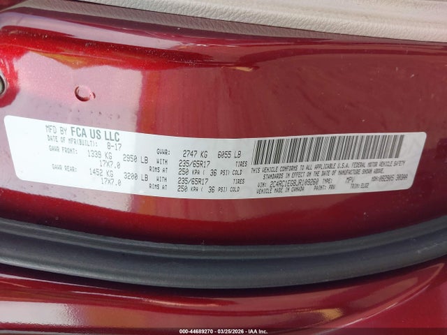 Продажа на аукционе авто 2018 Chrysler Pacifica Touring L Plus, vin: 2C4RC1EG8JR109260, номер лота: 44689270
