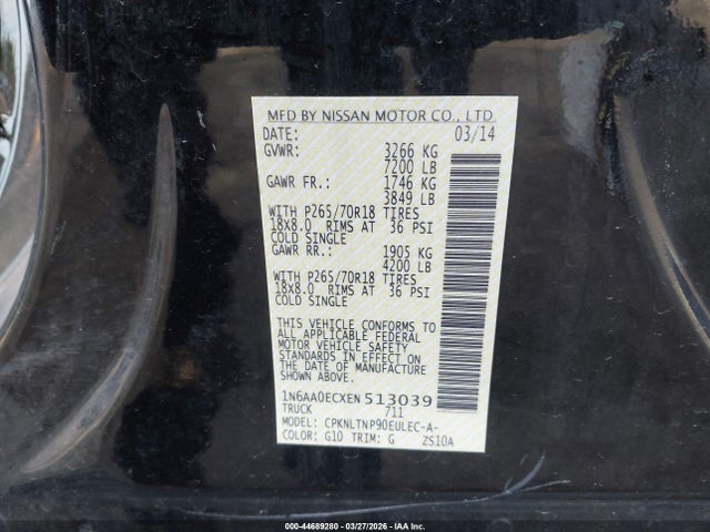 1N6AA0ECXEN513039 Nissan TITAN SV