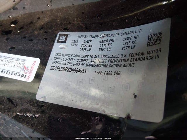 44689283 :رقم المزاد ، 2G1FL3DP8D9804951 vin ، 2013 Chevrolet Camaro Zl1 مزاد بيع