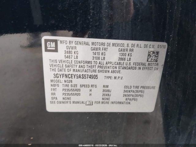 2010 CADILLAC SRX 3GYFNCEY9AS574905 Photo 8