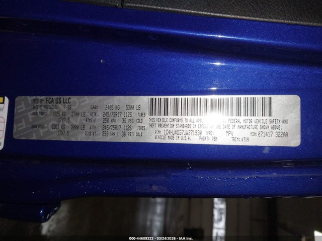 44689322 :رقم المزاد ، 1C4HJXDG7JW271930 vin ، 2018 Jeep Wrangler Unlimited Sport S 4x4 مزاد بيع