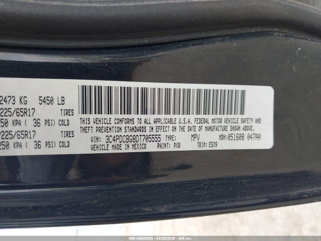Auction sale of the 2013 Dodge Journey Sxt, vin: 3C4PDCBG8DT705555, lot number: 44689325
