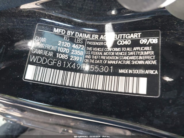 Aukcja sprzedaży 2009 Mercedes-benz C 300 Luxury 4matic/sport 4matic, vin: WDDGF81X49R055301, numer aukcji: 44689363