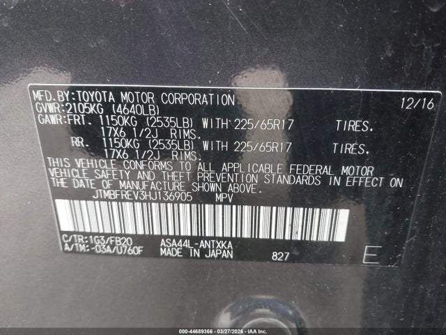 Toyota RAV4 LE 2017 JTMBFREV3HJ136905 Image 9