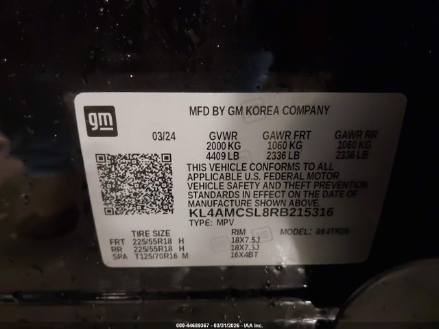 2024 Buick Encore Gx Preferred Awd მანქანა იყიდება აუქციონზე, vin: KL4AMCSL8RB215316, აუქციონის ნომერი: 44689367
