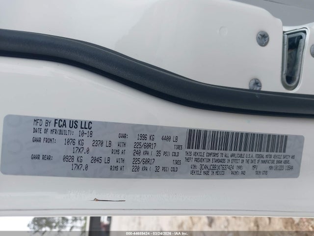 2019 Jeep Compass Sun And Wheel Fwd მანქანა იყიდება აუქციონზე, vin: 3C4NJCBB1KT637424, აუქციონის ნომერი: 44689424