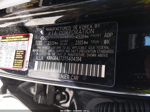 44689451 :رقم المزاد ، KNAG64J72T5404194 vin ، 2026 Kia K5 Gt-line Awd مزاد بيع