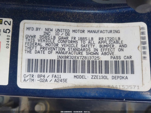 2007 TOYOTA COROLLA 1NXBR32EX7Z813725 Photo 8