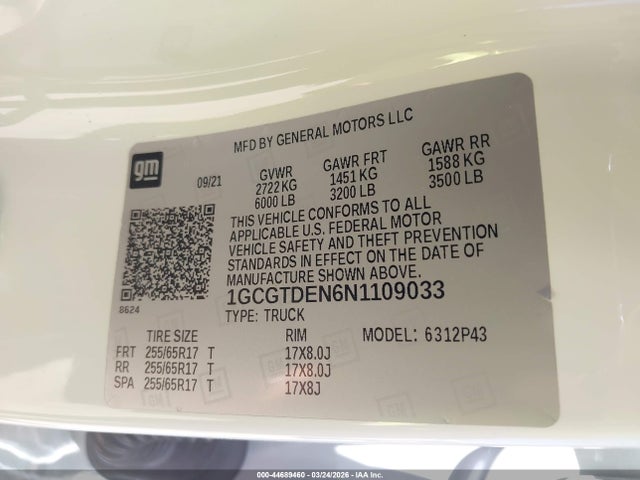 2022 CHEVROLET COLORADO 1GCGTDEN6N1109033 Photo 8