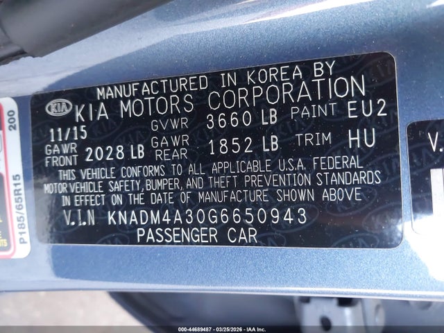 Продажа на аукционе авто 2016 Kia Rio Lx, vin: KNADM4A30G6650943, номер лота: 44689487