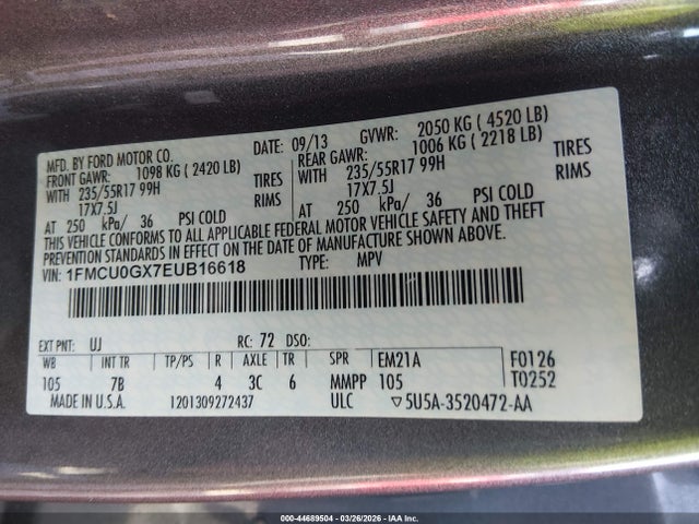 Ford ESCAPE SE 2014 1FMCU0GX7EUB16618 Image 9
