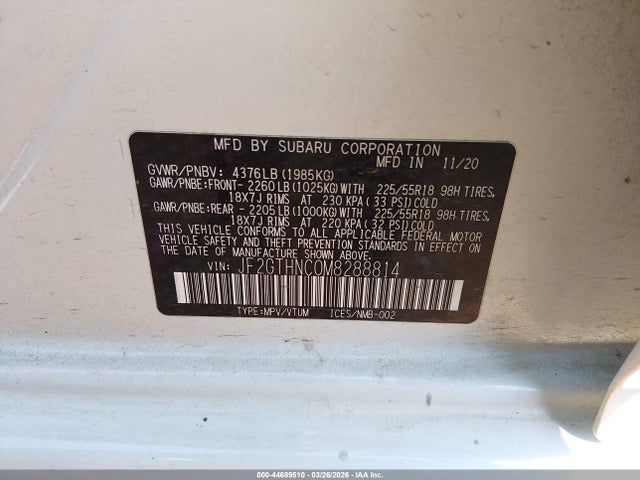 Продажа на аукционе авто 2021 Subaru Crosstrek Limited, vin: JF2GTHNC0M8288814, номер лота: 44689510