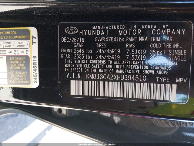 2017 HYUNDAI TUCSON KM8J3CA2XHU394510 Photo 8