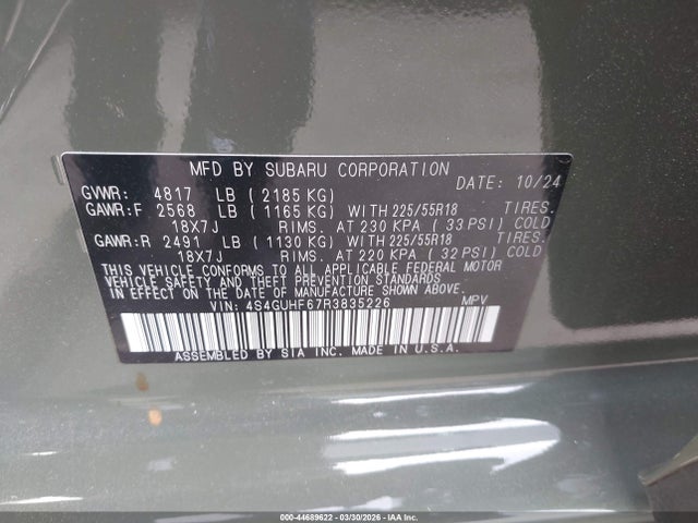 4S4GUHF67R3835226 Subaru Crosstrek Sport