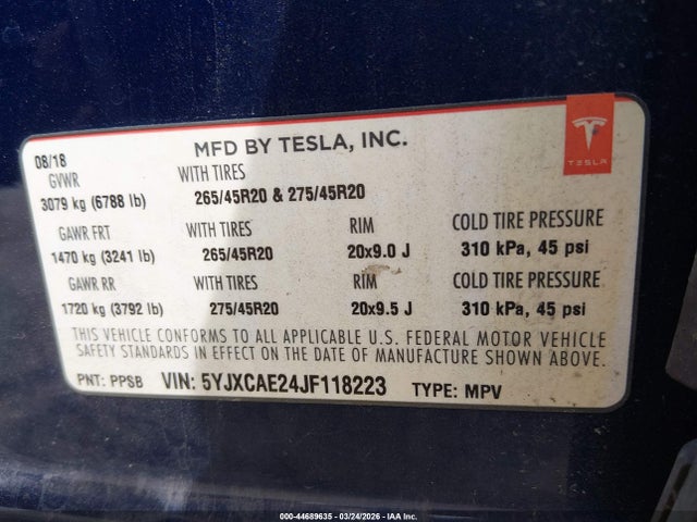 2018 TESLA MODEL X 5YJXCAE24JF118223 Photo 8