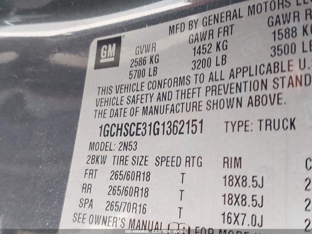 Chevrolet Colorado Lt 2016 1GCHSCE31G1362151 Image 9