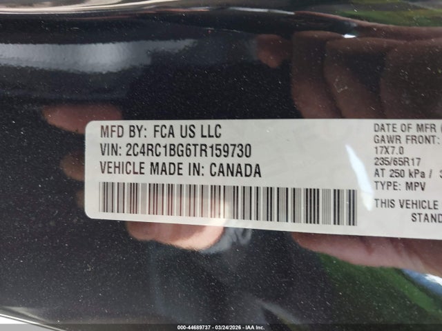 Продажа на аукционе авто 2026 Chrysler Pacifica Select, vin: 2C4RC1BG6TR159730, номер лота: 44689737