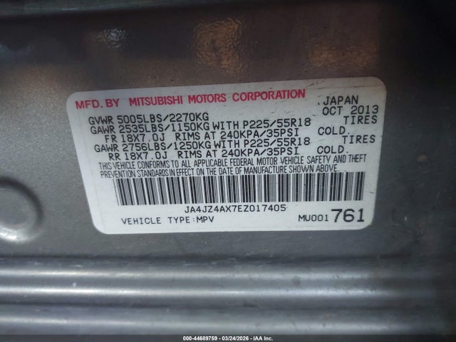2014 MITSUBISHI OUTLANDER JA4JZ4AX7EZ017405 Photo 8