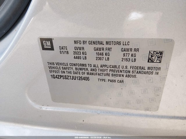 2018 Buick Lacrosse Essence მანქანა იყიდება აუქციონზე, vin: 1G4ZP5SZ7JU126406, აუქციონის ნომერი: 44689806