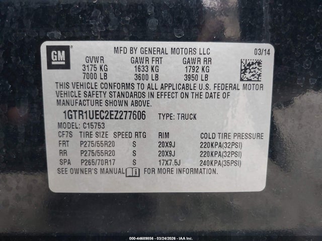 Aukcja sprzedaży 2014 Gmc Sierra 1500 Sle, vin: 1GTR1UEC2EZ277606, numer aukcji: 44689856