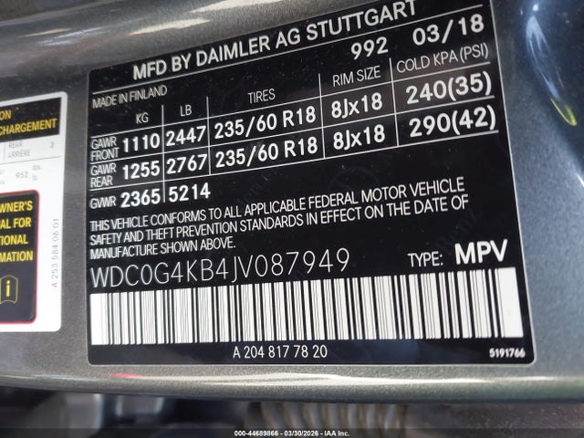 Продажа на аукционе авто 2018 Mercedes-benz Glc 300 4matic, vin: WDC0G4KB4JV087949, номер лота: 44689866