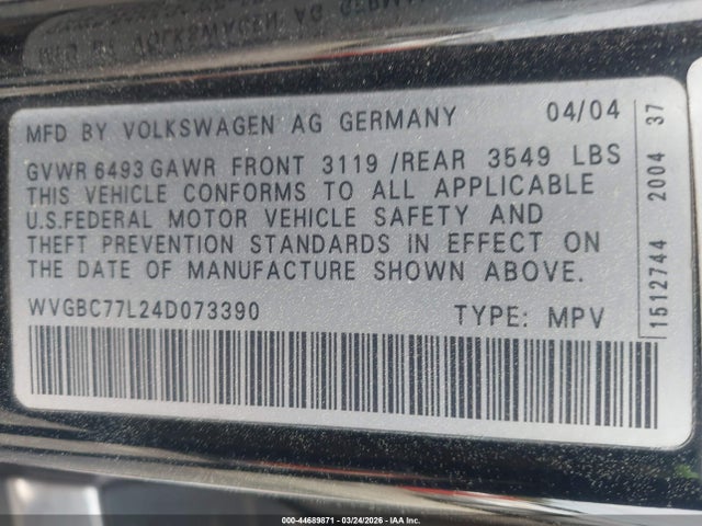 Продаж на аукціоні авто 2004 Volkswagen Touareg V6, vin: WVGBC77L24D073390, номер лоту: 44689871