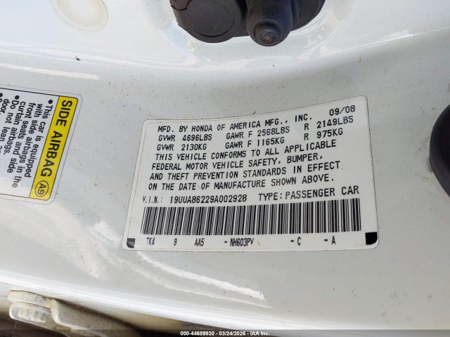 Продаж на аукціоні авто 2009 Acura Tl 3.5, vin: 19UUA86229A002928, номер лоту: 44689930