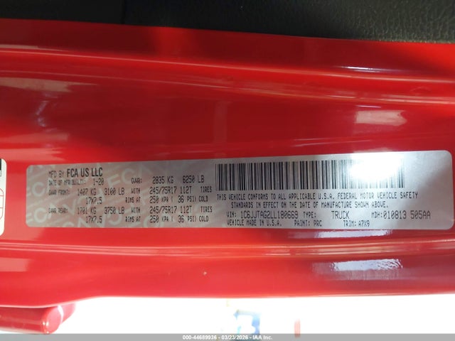 2020 JEEP GLADIATOR 1C6JJTAG2LL180669 Photo 8