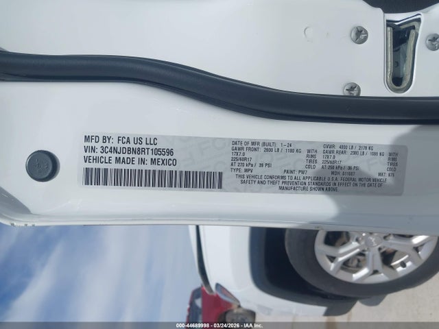 44689998 :رقم المزاد ، 3C4NJDBN8RT105596 vin ، 2024 Jeep Compass Latitude 4x4 مزاد بيع