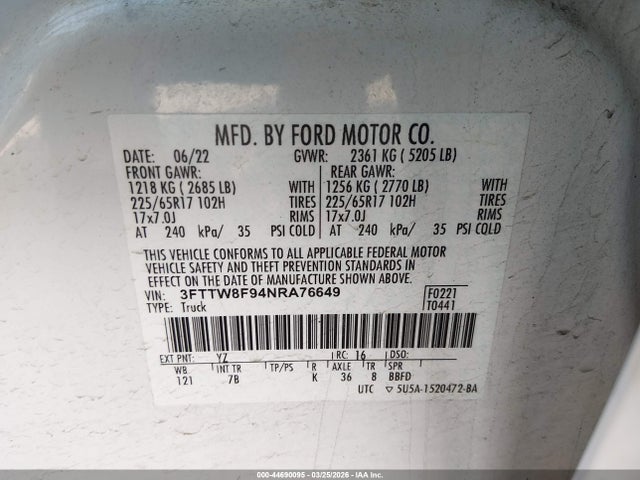 Ford Maverick Xlt 2022 3FTTW8F94NRA76649 Image 8