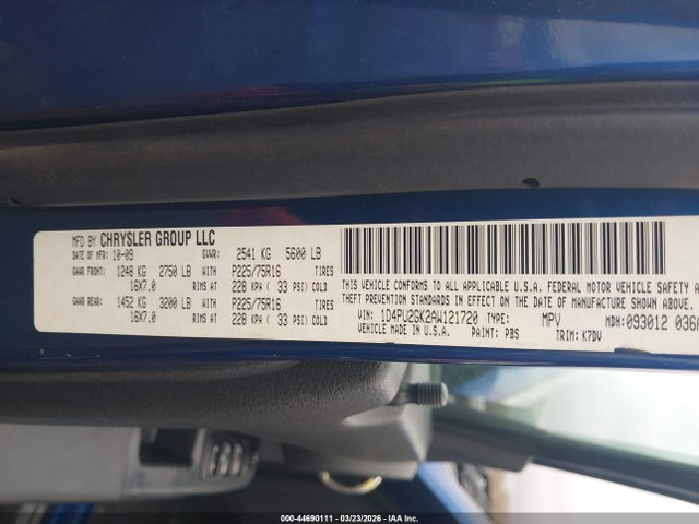 44690111 :رقم المزاد ، 1D4PU2GK2AW121720 vin ، 2010 Dodge Nitro Se مزاد بيع