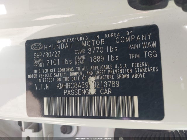 Aukcja sprzedaży 2023 Hyundai Venue Sel, vin: KMHRC8A39PU213789, numer aukcji: 44690113