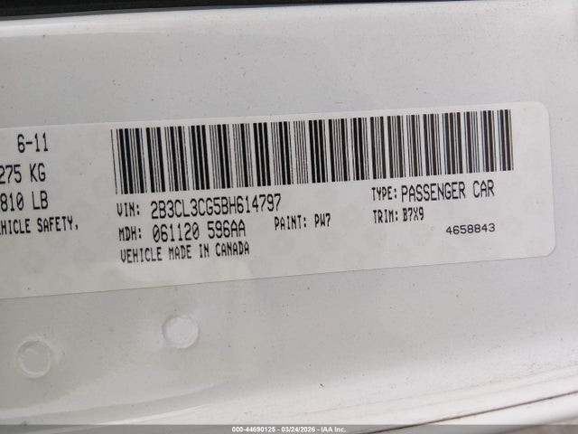 Продаж на аукціоні авто 2011 Dodge Charger, vin: 2B3CL3CG5BH614797, номер лоту: 44690125