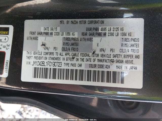 Aukcja sprzedaży 2015 Mazda Mazda5 Sport, vin: JM1CW2BL1F0190723, numer aukcji: 44690130