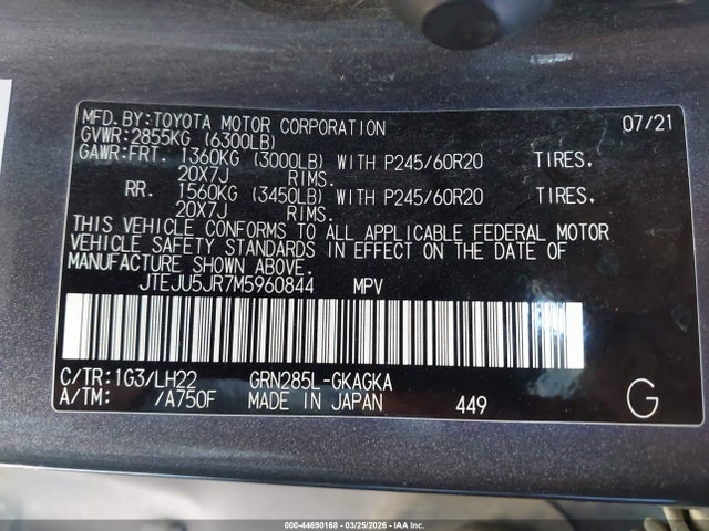 JTEJU5JR7M5960844 Toyota 4runner Nightshade Special Edition