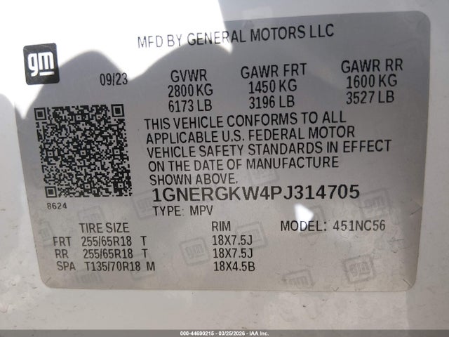 Продажа на аукционе авто 2023 Chevrolet Traverse Fwd Lt Cloth, vin: 1GNERGKW4PJ314705, номер лота: 44690215