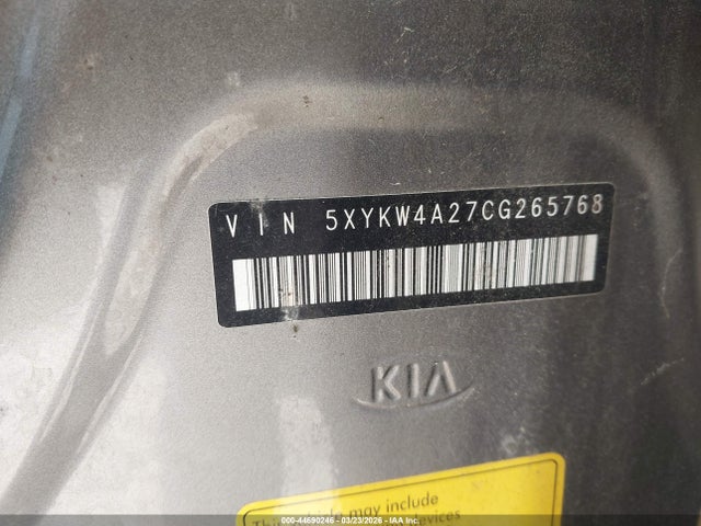 44690246 :رقم المزاد ، 5XYKW4A27CG265768 vin ، 2012 Kia Sorento Sx V6 مزاد بيع