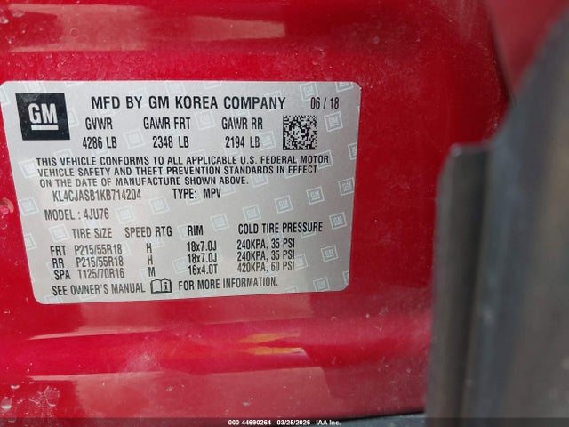 Продаж на аукціоні авто 2019 Buick Encore Fwd Preferred, vin: KL4CJASB1KB714204, номер лоту: 44690264