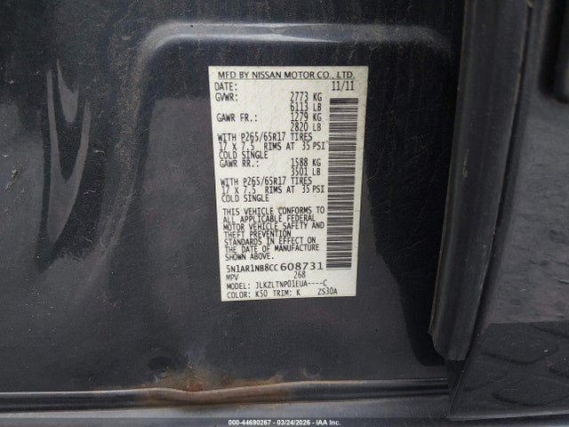 2012 NISSAN PATHFINDER 5N1AR1NB8CC608731 Photo 8