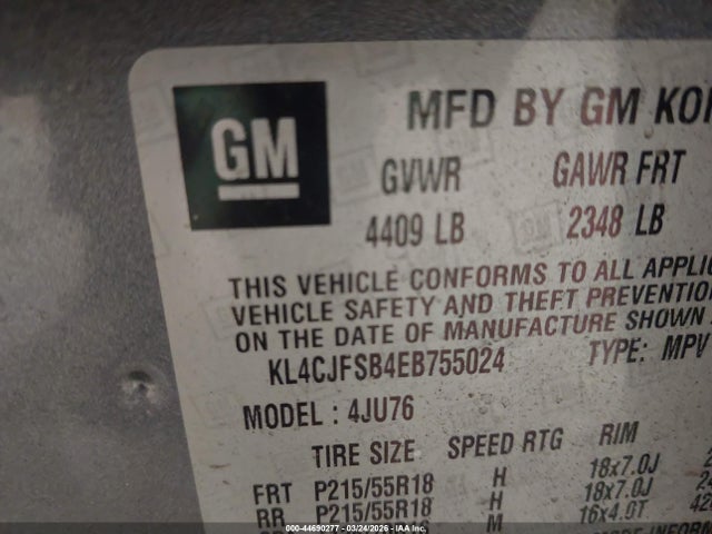 Auction sale of the 2014 Buick Encore Convenience, vin: KL4CJFSB4EB755024, lot number: 44690277