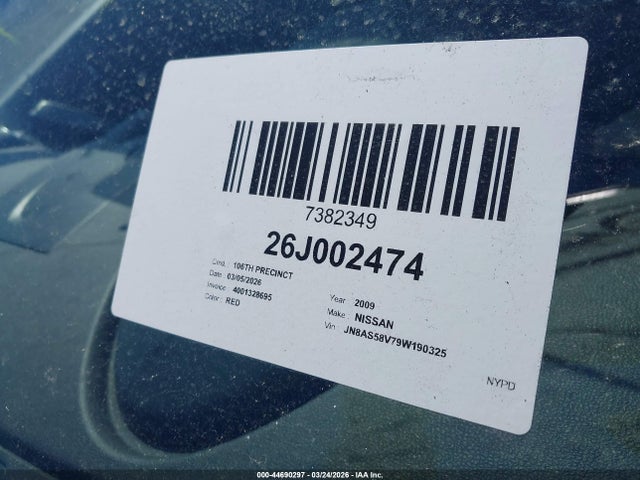 2009 Nissan Rogue S მანქანა იყიდება აუქციონზე, vin: JN8AS58V79W190325, აუქციონის ნომერი: 44690297