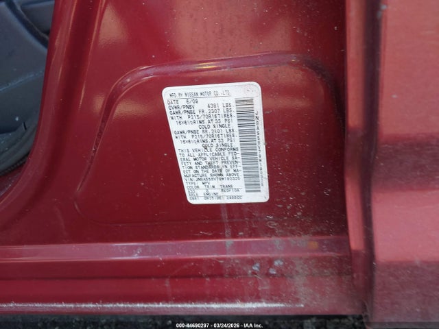 2009 Nissan Rogue S მანქანა იყიდება აუქციონზე, vin: JN8AS58V79W190325, აუქციონის ნომერი: 44690297