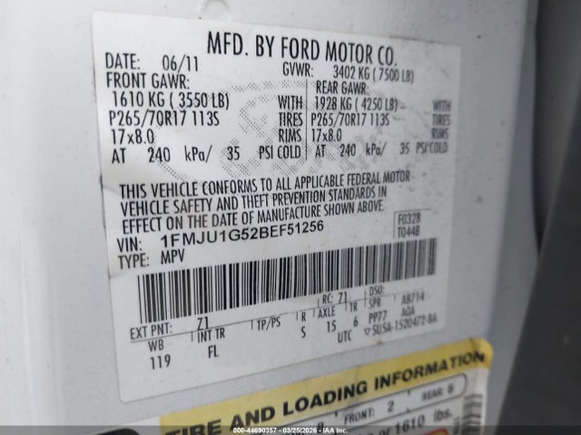 2011 FORD EXPEDITION 1FMJU1G52BEF51256 Photo 8