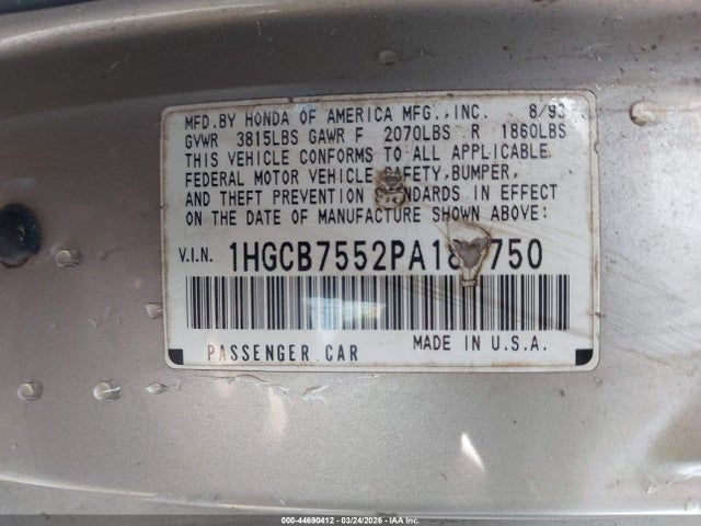 1993 HONDA ACCORD 1HGCB7552PA186750 Photo 8