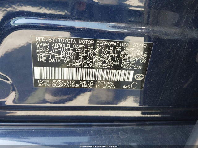 Продаж на аукціоні авто 2013 Lexus Gs 350, vin: JTHBE1BL9D5005597, номер лоту: 44690450